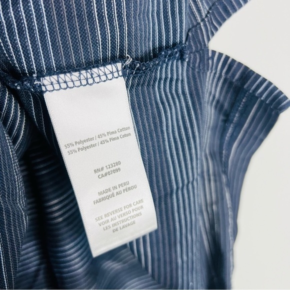 Travis Mathew Navy Striped Pima Soft Performance Polo L - Picture 4 of 6